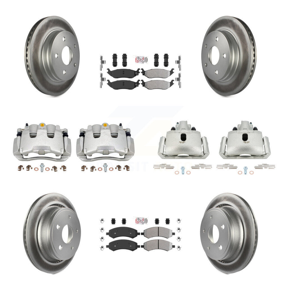Front Rear Brake Caliper Coat Rotors & Semi-Metallic Pad Kit (10Pc) For Ram 1500 Classic KCG-101550N