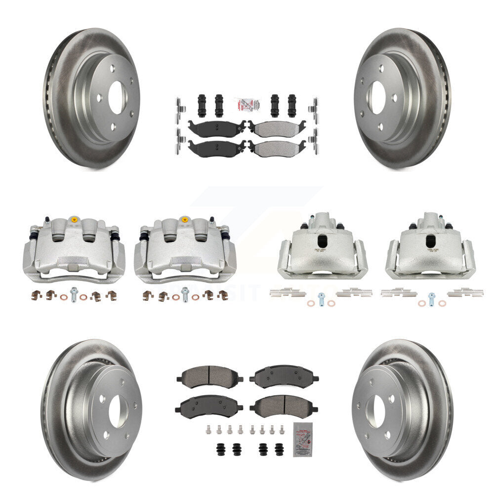 Front Rear Brake Caliper Coat Rotors & Semi-Metallic Pad Kit (10Pc) For Ram 1500 Classic KCG-101551N