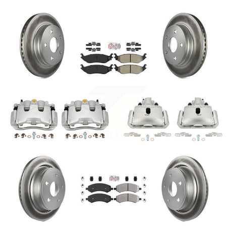 Front Rear Brake Caliper Coat Rotors & Semi-Metallic Pad Kit (10Pc) For Ram 1500 Classic KCG-101553N