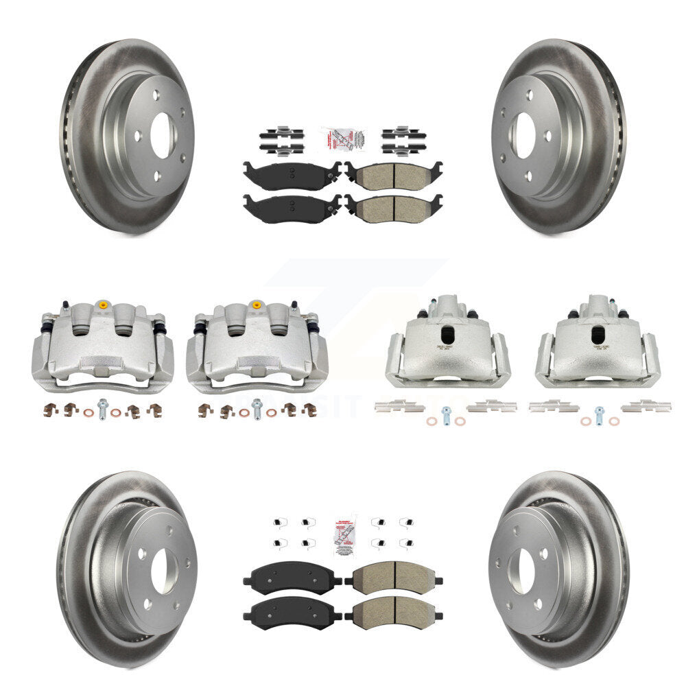Front Rear Brake Caliper Coat Rotors & Semi-Metallic Pad Kit (10Pc) For Ram 1500 Classic KCG-101555N