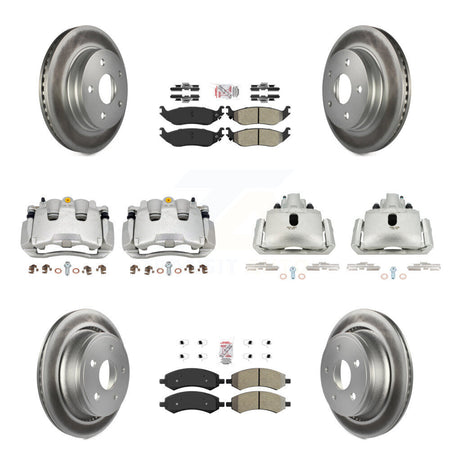 Front Rear Brake Caliper Coat Rotors & Semi-Metallic Pad Kit (10Pc) For Ram 1500 Classic KCG-101555N