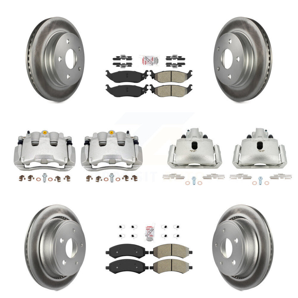 Front Rear Brake Caliper Coat Rotors & Semi-Metallic Pad Kit (10Pc) For Ram 1500 Classic KCG-101555N