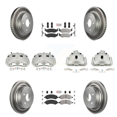Front Rear Disc Brake Caliper Coat Rotor Semi-Metallic Pad Kit (10Pc) For Dodge Ram 1500 KCG-101558N
