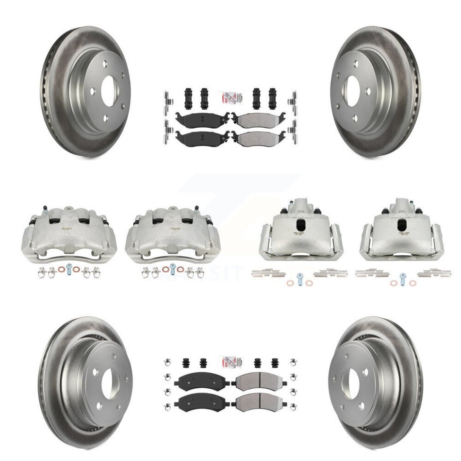 Front Rear Disc Brake Caliper Coat Rotor Semi-Metallic Pad Kit (10Pc) For Dodge Ram 1500 KCG-101558N