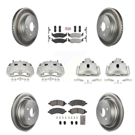 Front Rear Disc Brake Caliper Coat Rotor Semi-Metallic Pad Kit (10Pc) For Dodge Ram 1500 KCG-101559N
