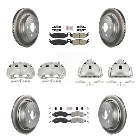 Front Rear Disc Brake Caliper Coat Rotor Semi-Metallic Pad Kit (10Pc) For Dodge Ram 1500 KCG-101563N