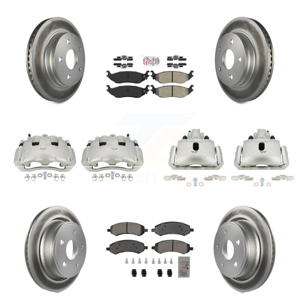 Front Rear Disc Brake Caliper Coat Rotor Semi-Metallic Pad Kit (10Pc) For Dodge Ram 1500 KCG-101564N