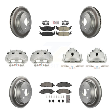 Front Rear Disc Brake Caliper Coat Rotor Semi-Metallic Pad Kit (10Pc) For Dodge Ram 1500 KCG-101564N