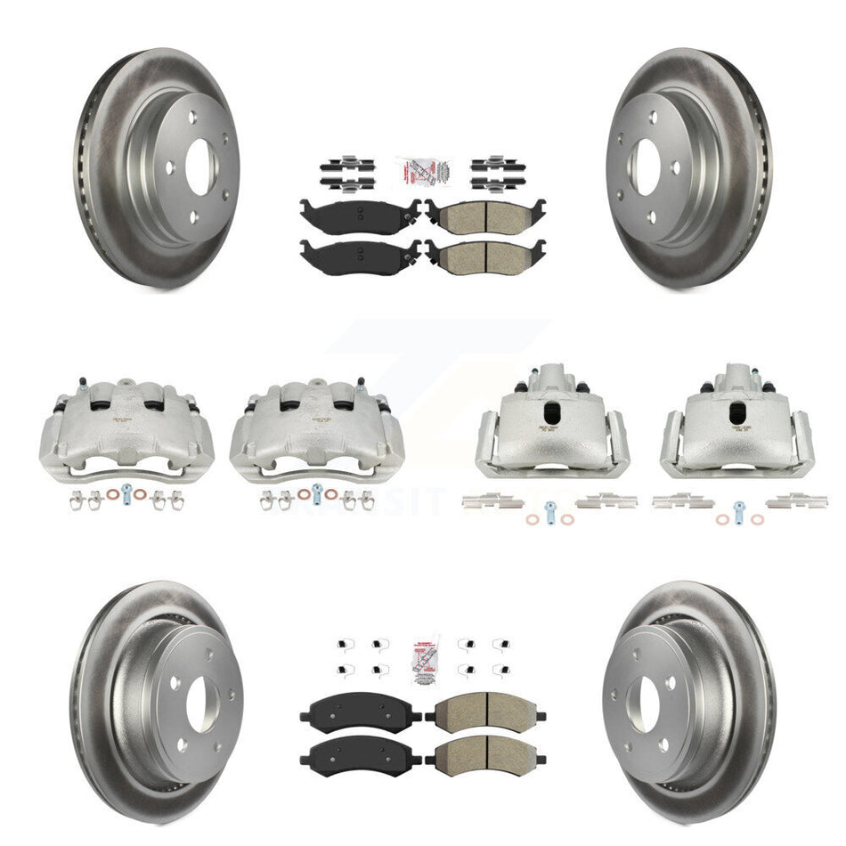 Front Rear Disc Brake Caliper Coat Rotor Semi-Metallic Pad Kit (10Pc) For Dodge Ram 1500 KCG-101565N