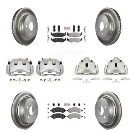 Front Rear Disc Brake Caliper Coat Rotor Semi-Metallic Pad Kit (10Pc) For Chrysler Aspen KCG-101570N