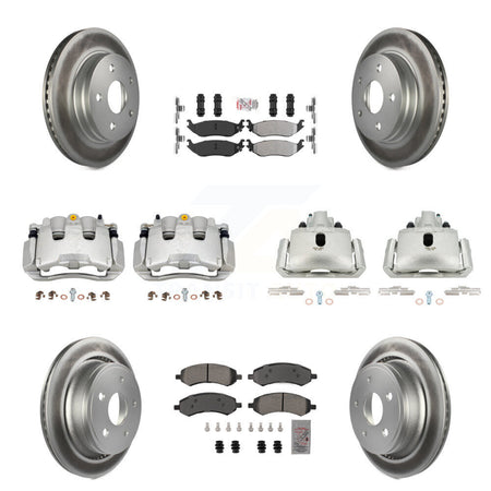 Front Rear Disc Brake Caliper Coat Rotor Semi-Metallic Pad Kit (10Pc) For Chrysler Aspen KCG-101571N