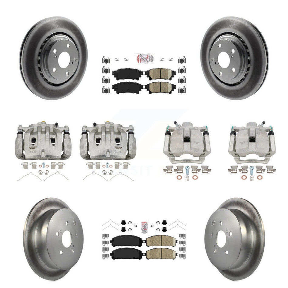 Front Rear Disc Brake Caliper Coat Rotor & Ceramic Pad Kit (10Pc) For Lexus RX350 RX450h KCG-101586N