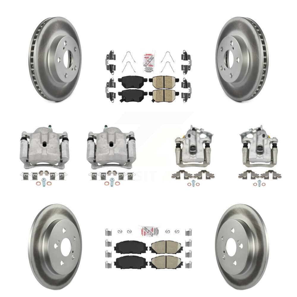 Front Rear Disc Brake Caliper Coat Rotor Ceramic Pad Kit (10Pc) For Toyota Prius Plug-In KCG-101588N