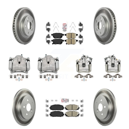 Front Rear Disc Brake Caliper Coat Rotor Ceramic Pad Kit (10Pc) For Toyota Prius Plug-In KCG-101588N
