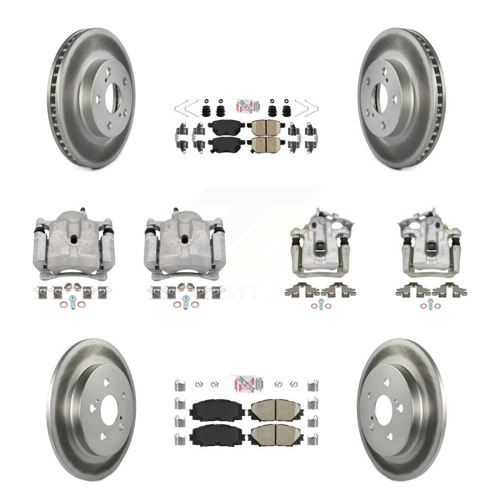 Front Rear Disc Brake Caliper Coat Rotor Ceramic Pad Kit (10Pc) For Toyota Prius Plug-In KCG-101590N