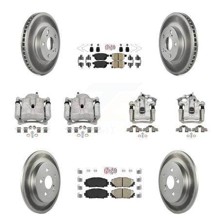 Front Rear Disc Brake Caliper Coat Rotor Ceramic Pad Kit (10Pc) For Toyota Prius Plug-In KCG-101590N