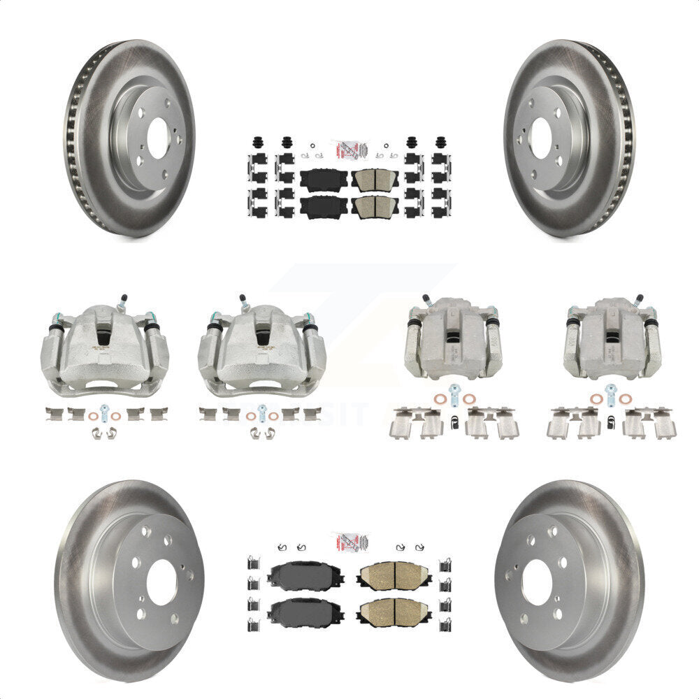 Front Rear Disc Brake Caliper Coated Rotors And Ceramic Pads Kit (10Pc) For Toyota RAV4 KCG-101597N by Transit Auto