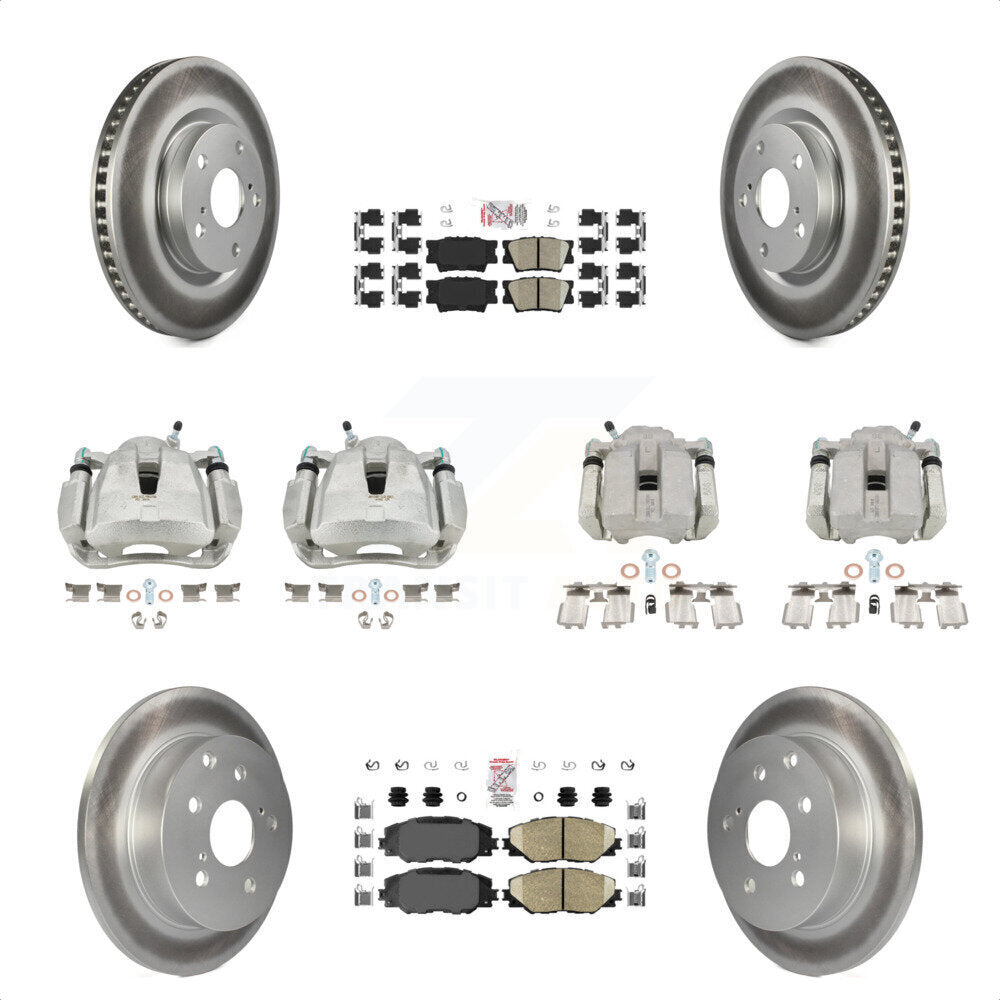 Front Rear Disc Brake Caliper Coated Rotors And Ceramic Pads Kit (10Pc) For Toyota RAV4 KCG-101598N by Transit Auto