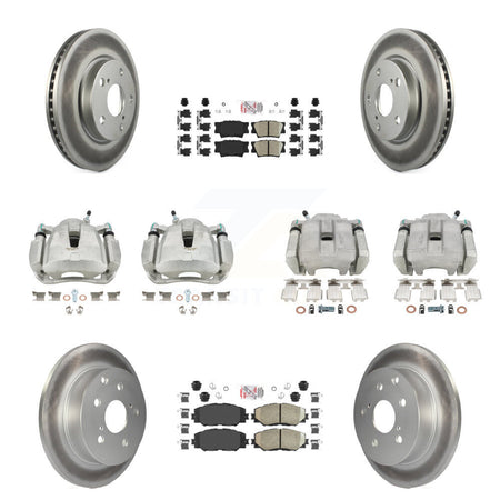 Front Rear Disc Brake Caliper Coated Rotor And Ceramic Pad Kit (10Pc) For Toyota RAV4 LE KCG-101600N