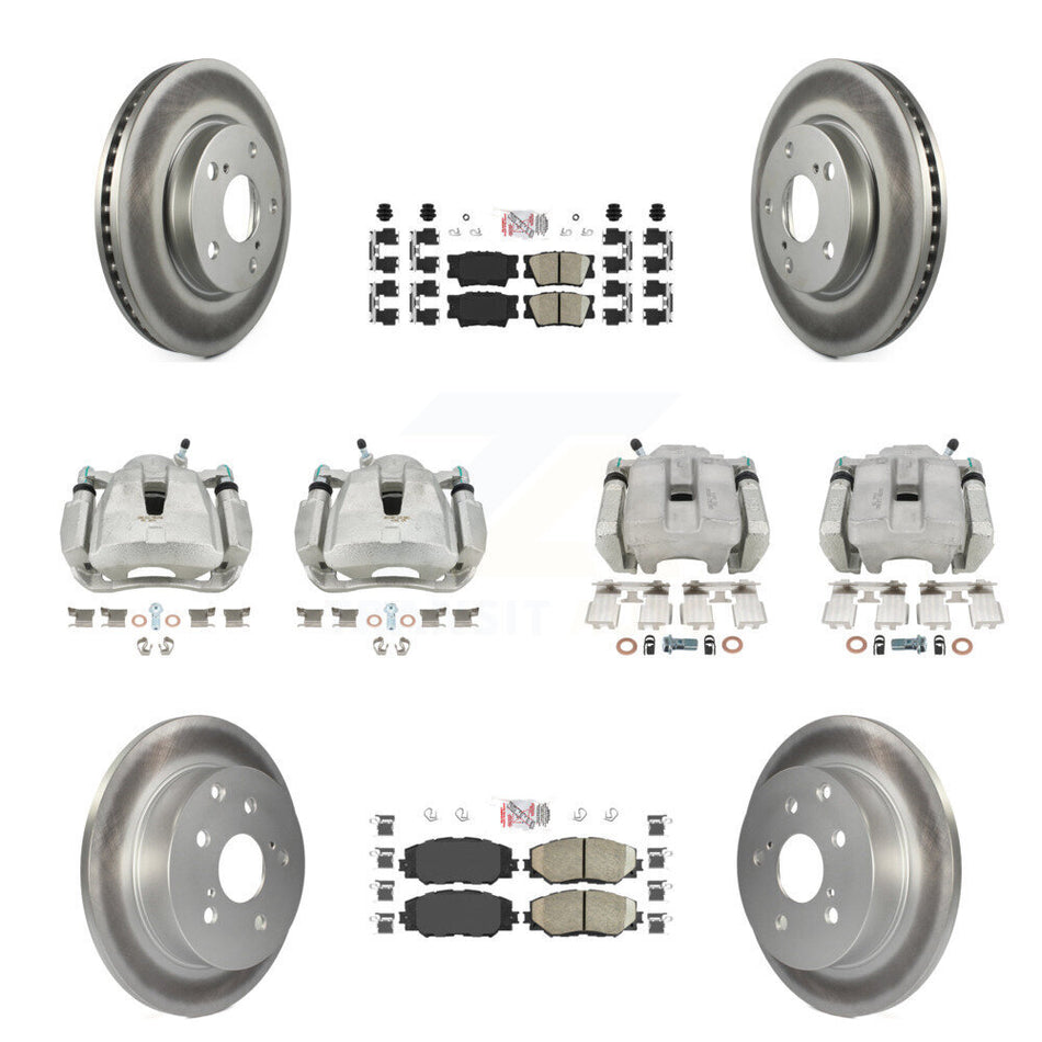 Front Rear Disc Brake Caliper Coated Rotor And Ceramic Pad Kit (10Pc) For Toyota RAV4 LE KCG-101603N