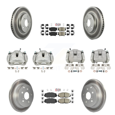 Front Rear Disc Brake Caliper Coated Rotor And Ceramic Pad Kit (10Pc) For Toyota RAV4 LE KCG-101609N