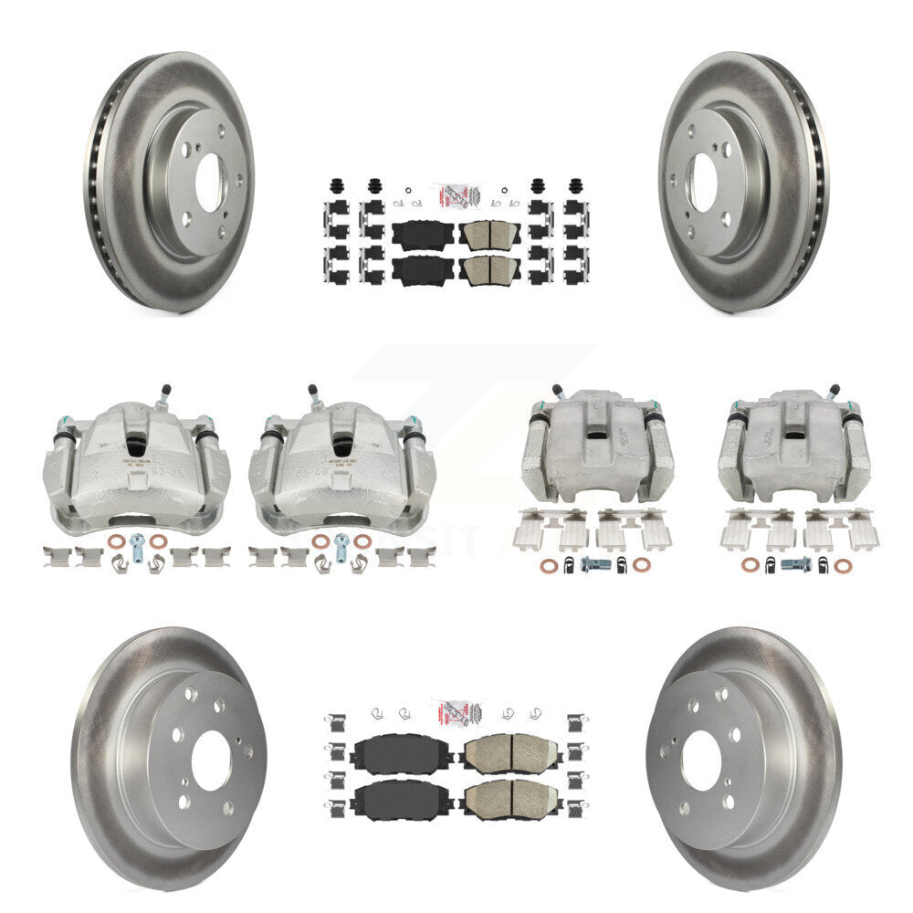Front Rear Brake Caliper Coat Rotors Ceramic Pad Kit (10Pc) For 2014-2015 Toyota RAV4 LE KCG-101615N