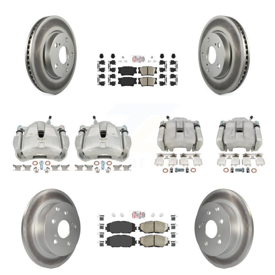 Front Rear Brake Caliper Coat Rotors Ceramic Pad Kit (10Pc) For 2014-2015 Toyota RAV4 LE KCG-101615N