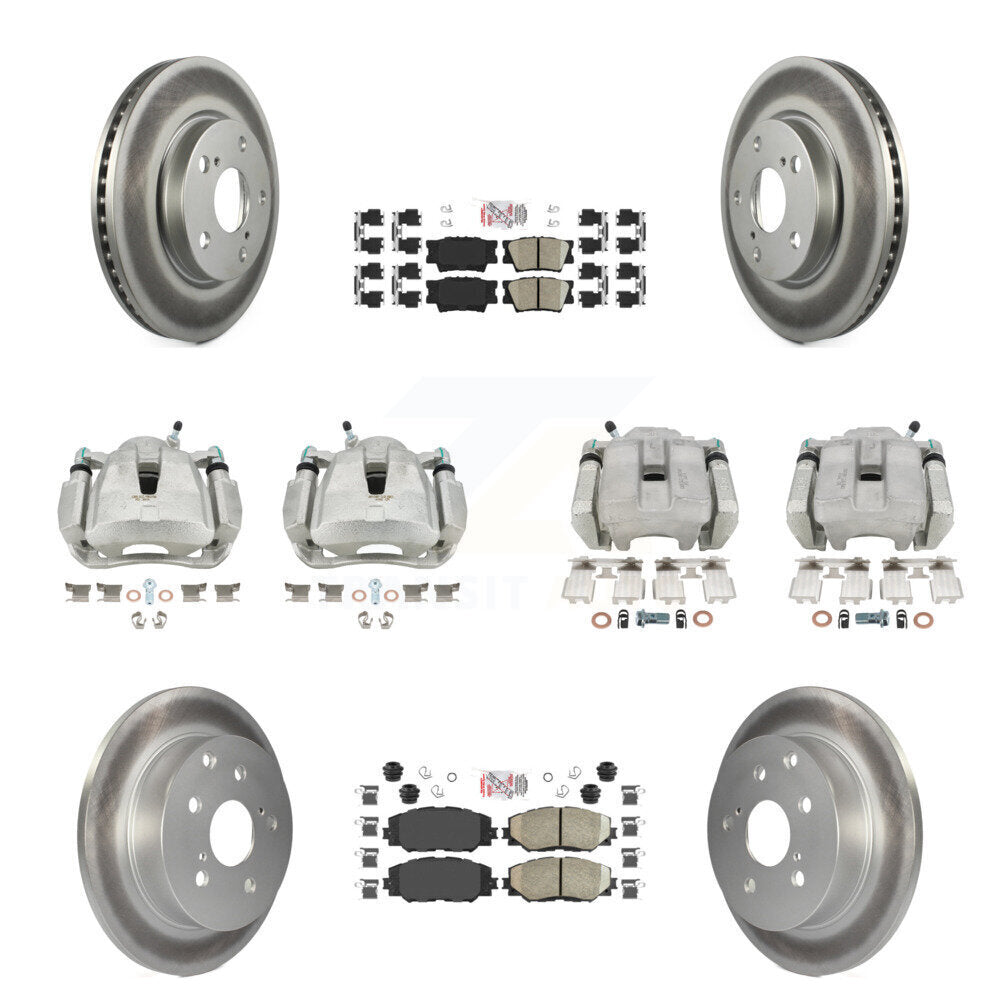 Front Rear Brake Caliper Coat Rotors Ceramic Pad Kit (10Pc) For 2014-2015 Toyota RAV4 LE KCG-101616N