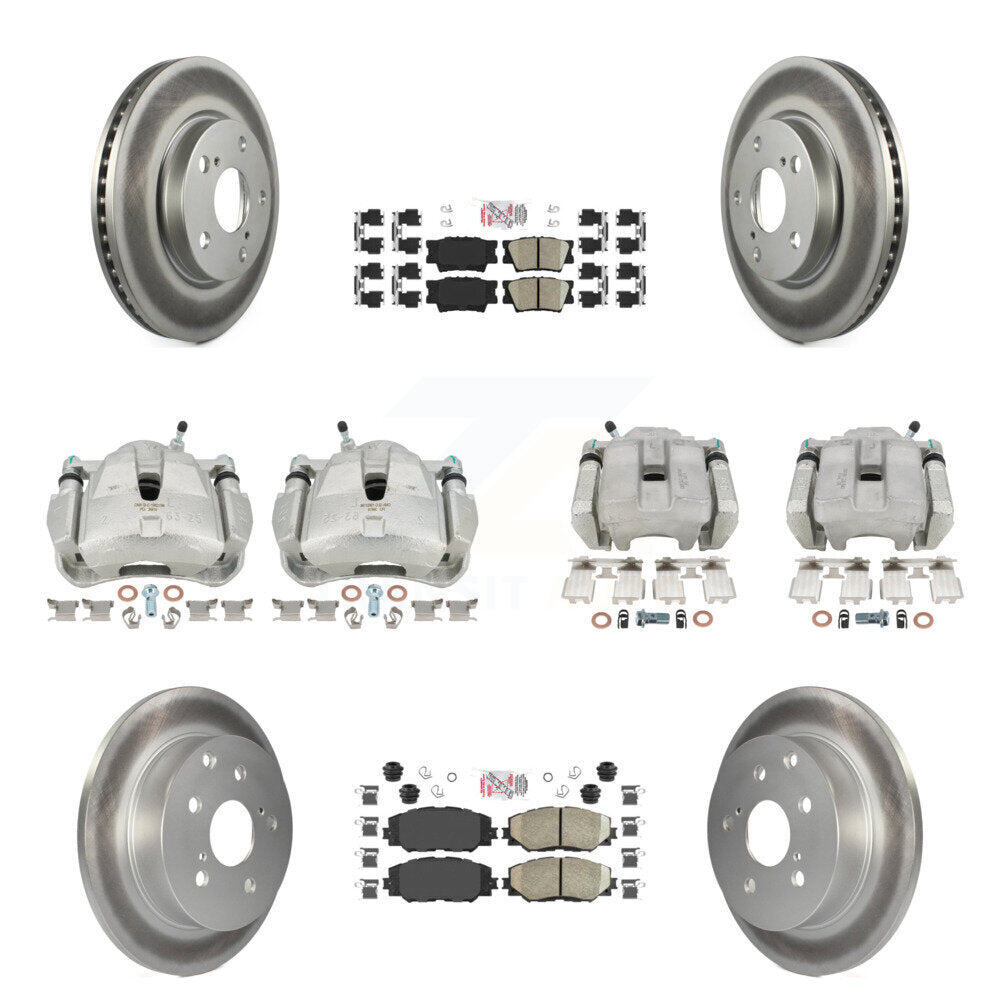 Front Rear Brake Caliper Coat Rotors Ceramic Pad Kit (10Pc) For 2014-2015 Toyota RAV4 LE KCG-101617N