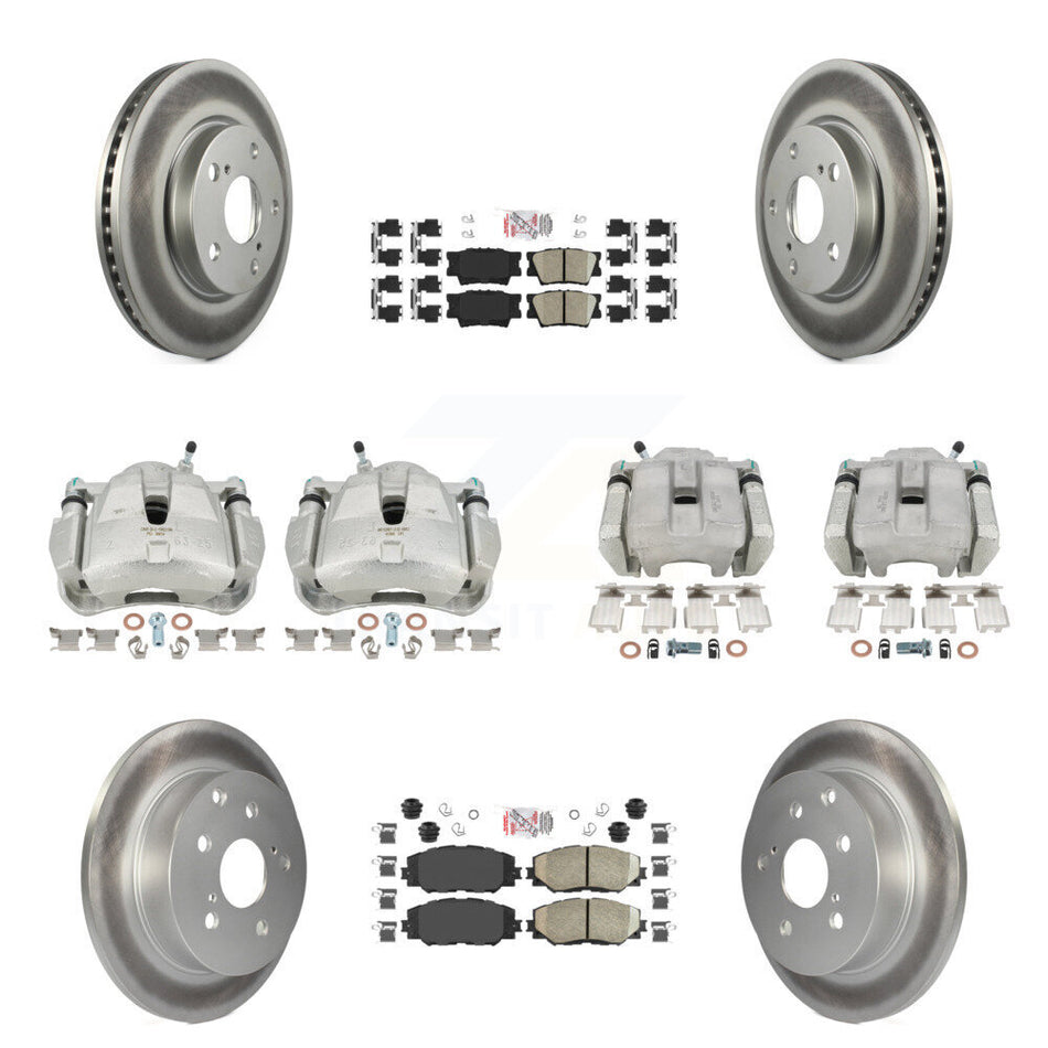Front Rear Brake Caliper Coat Rotors Ceramic Pad Kit (10Pc) For 2014-2015 Toyota RAV4 LE KCG-101617N
