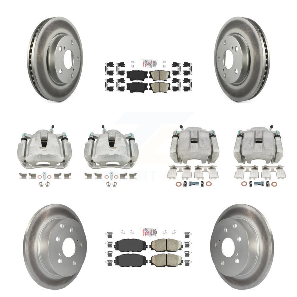 Front Rear Brake Caliper Coat Rotors Ceramic Pad Kit (10Pc) For 2014-2015 Toyota RAV4 LE KCG-101618N