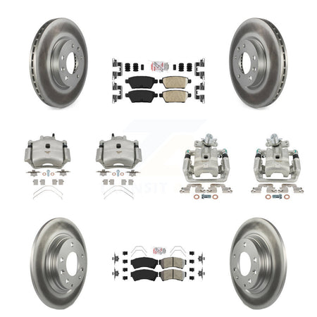 Front Rear Brake Caliper Coat Rotor & Ameribrakes Pad Kit (10Pc) For Ford Fusion Mazda 6 KCG-101620N