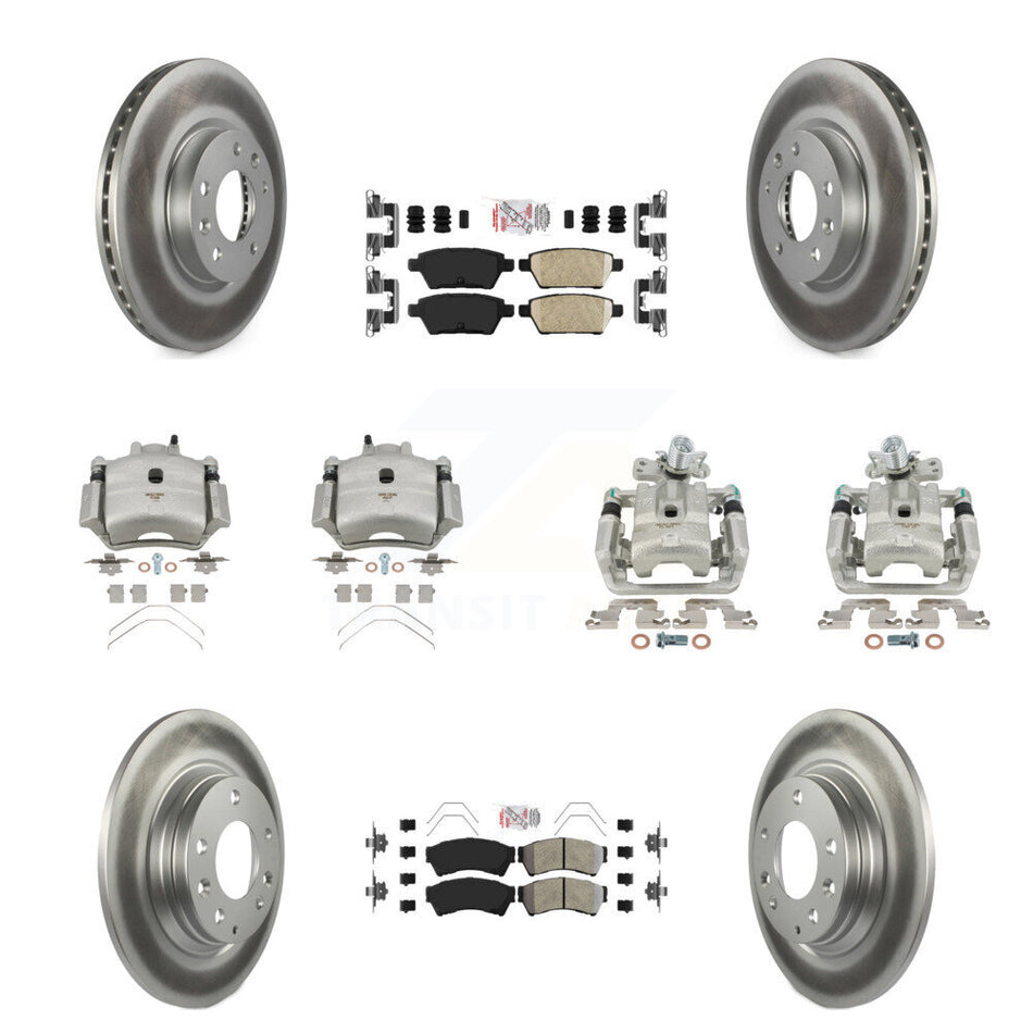 Front Rear Brake Caliper Coat Rotor & Ameribrakes Pad Kit (10Pc) For Ford Fusion Mazda 6 KCG-101621N