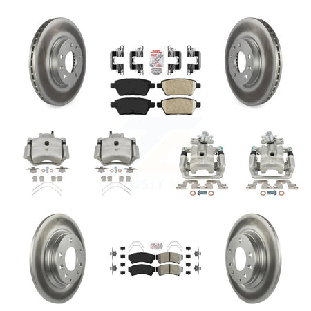 Front Rear Brake Caliper Coat Rotor & Ameribrakes Pad Kit (10Pc) For Ford Fusion Mazda 6 KCG-101623N