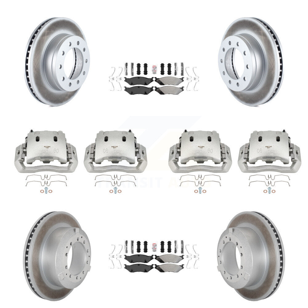 Front Rear Brake Caliper Coat Rotors & Semi-Metallic Pad Kit (10Pc) For Ford F-450 Super KCG-101624N