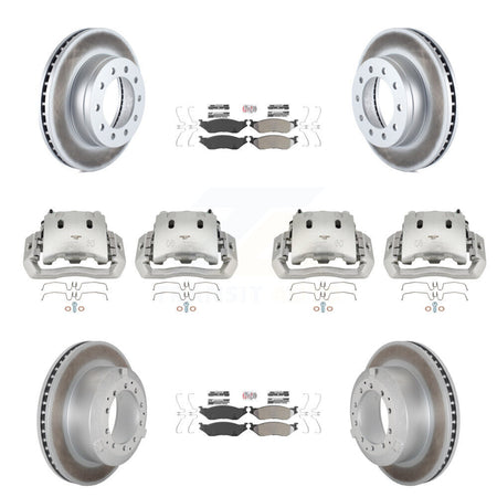 Front Rear Brake Caliper Coat Rotors & Semi-Metallic Pad Kit (10Pc) For Ford F-450 Super KCG-101627N