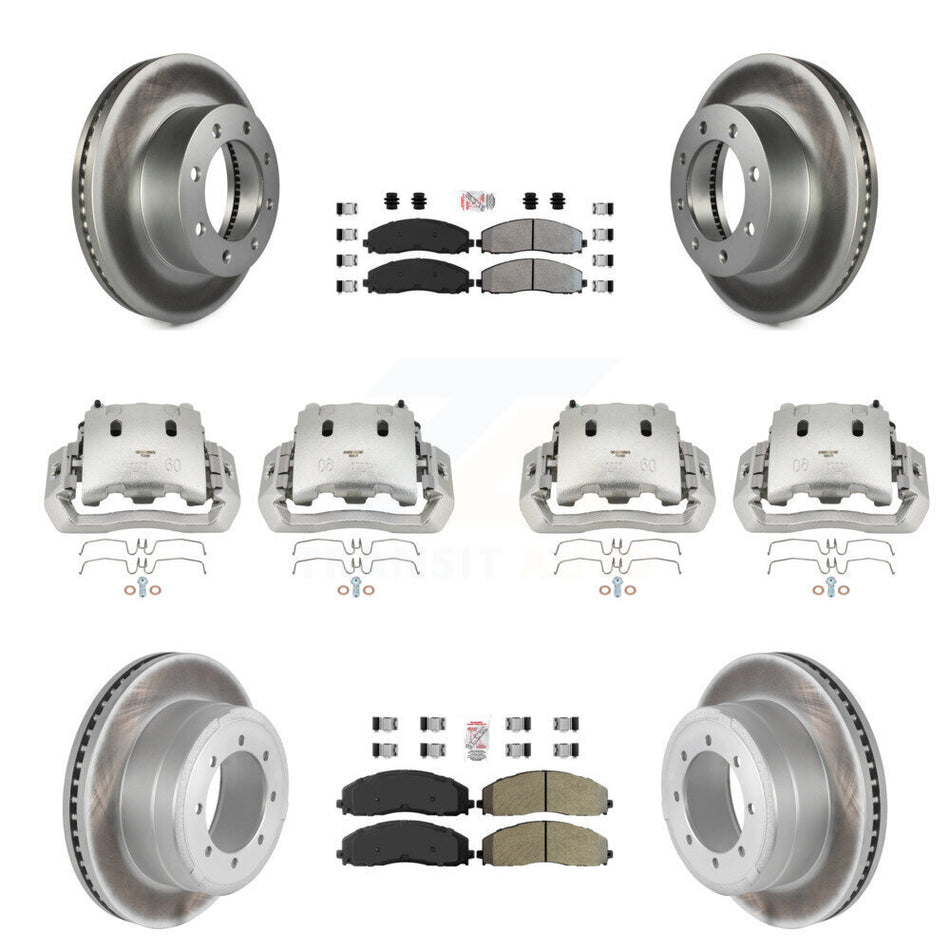 Front Rear Disc Brake Caliper Coated Rotors And Semi-Metallic Pads Kit (10Pc) For KCG-101628N