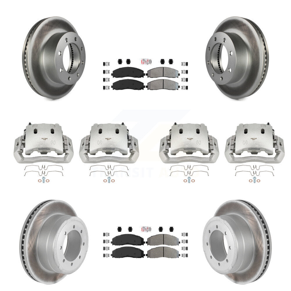 Front Rear Disc Brake Caliper Coated Rotors And Semi-Metallic Pads Kit (10Pc) For KCG-101629N