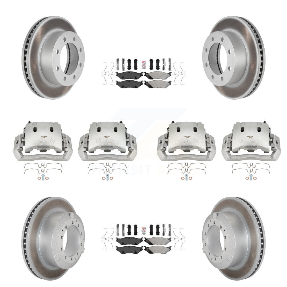 Front Rear Disc Brake Caliper Coated Rotors And Semi-Metallic Pads Kit (10Pc) For KCG-101636N