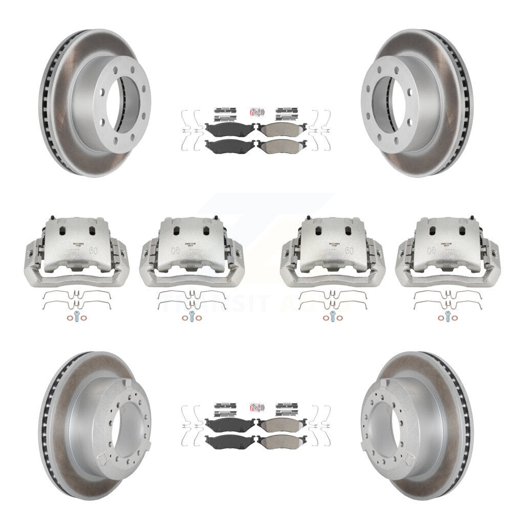 Front Rear Disc Brake Caliper Coated Rotors And Semi-Metallic Pads Kit (10Pc) For KCG-101639N
