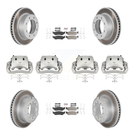 Front Rear Disc Brake Caliper Coated Rotors And Semi-Metallic Pads Kit (10Pc) For KCG-101639N