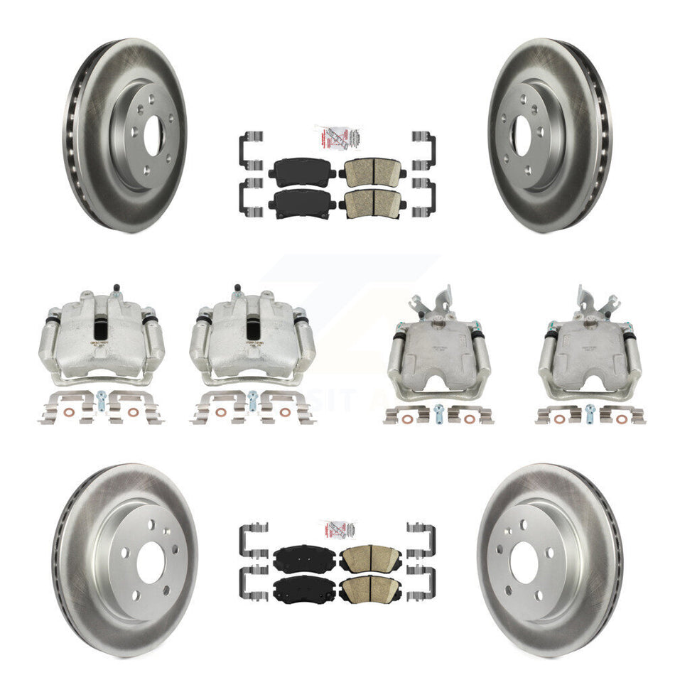 Front Rear Disc Brake Caliper Coated Rotors And Ceramic Pads Kit (10Pc) For Buick LaCrosse Allure KCG-101640N