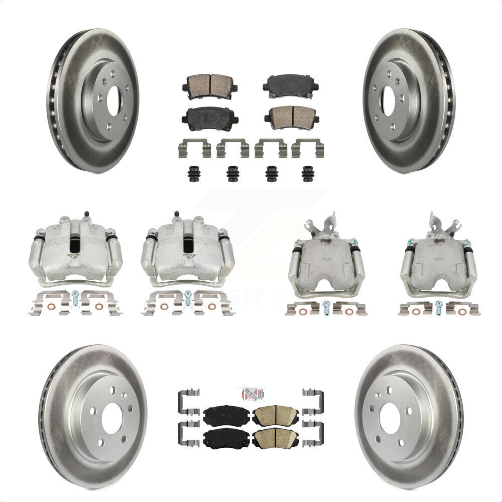 Front Rear Disc Brake Caliper Coated Rotors And Ceramic Pads Kit (10Pc) For Buick LaCrosse Allure KCG-101642N by Transit Auto