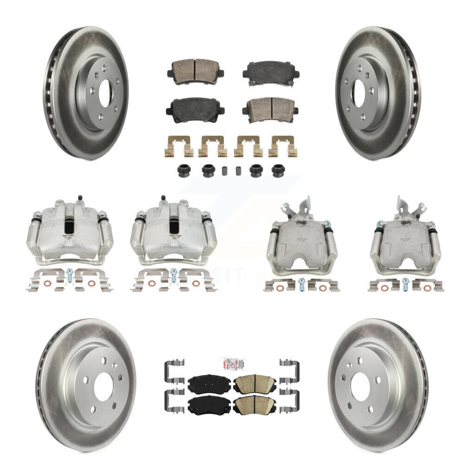 Front Rear Disc Brake Caliper Coated Rotors And Ceramic Pads Kit (10Pc) For 2010-2011 Buick LaCrosse Excluding Vehicles Manufactured In Mexico KCG-101644N