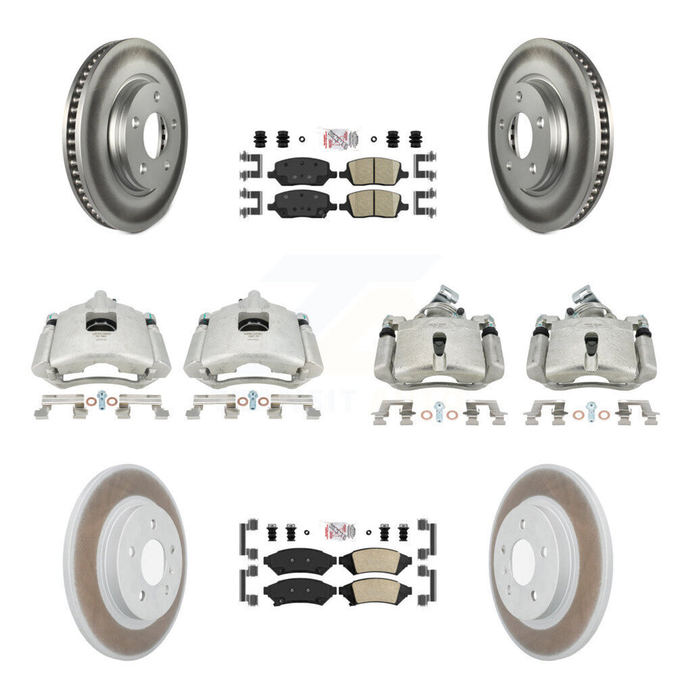 Front Rear Disc Brake Caliper Coated Rotors And Ceramic Pads Kit (10Pc) For 2005 Chevrolet Uplander Buick Terraza Saturn Relay FWD KCG-101648N
