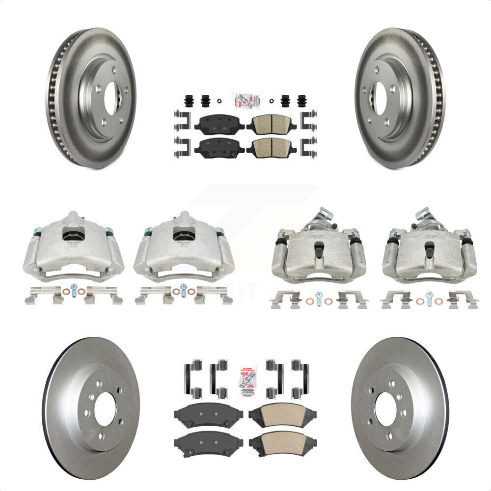 Front Rear Disc Brake Caliper Coated Rotors And Ceramic Pads Kit (10Pc) For 2005 Chevrolet Uplander Buick Terraza Saturn Relay FWD KCG-101649N by Transit Auto