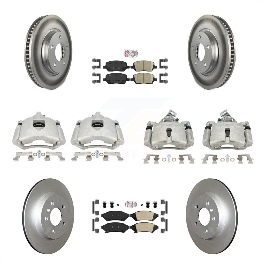 Front Rear Disc Brake Caliper Coated Rotors And Ceramic Pads Kit (10Pc) For 2005 Chevrolet Uplander Buick Terraza Saturn Relay FWD KCG-101650N by Transit Auto