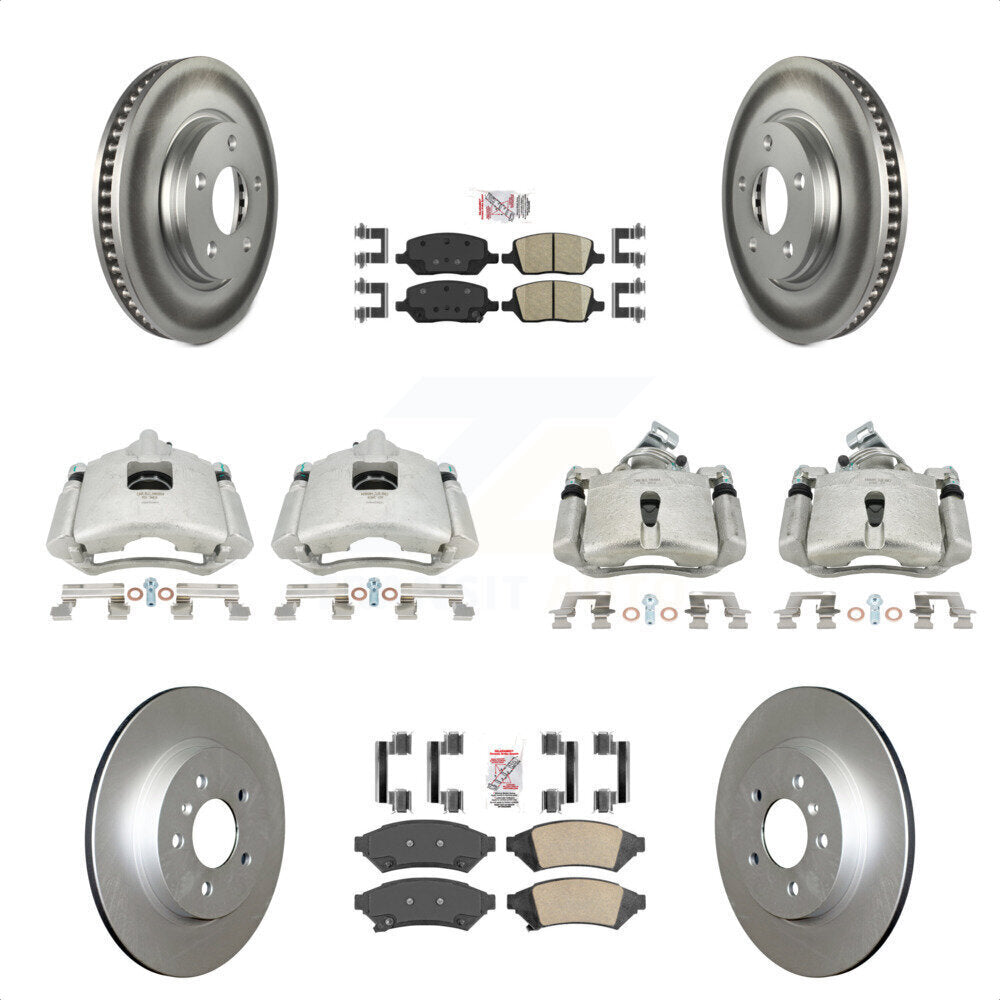 Front Rear Disc Brake Caliper Coated Rotors And Ceramic Pads Kit (10Pc) For 2005 Chevrolet Uplander Buick Terraza Saturn Relay FWD KCG-101651N by Transit Auto