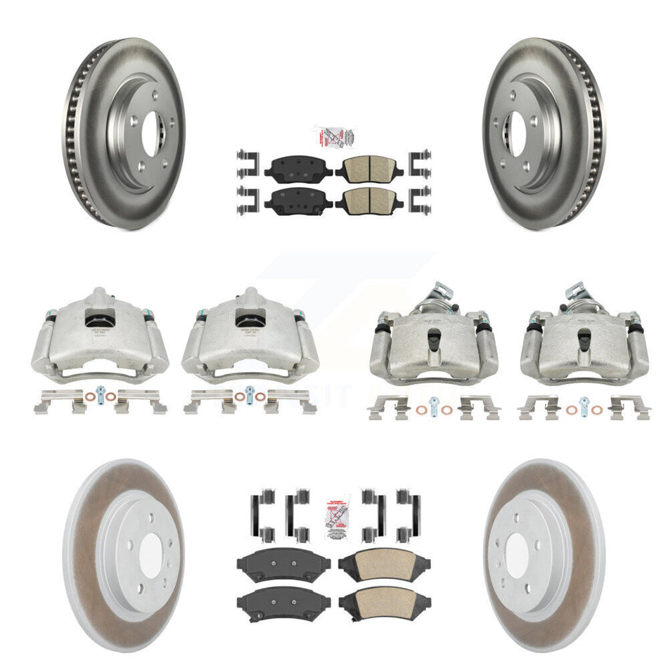 Front Rear Disc Brake Caliper Coated Rotors And Ceramic Pads Kit (10Pc) For 2005 Chevrolet Uplander Buick Terraza Saturn Relay FWD KCG-101651N
