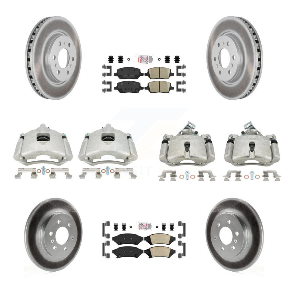 Front Rear Disc Brake Caliper Coated Rotors And Ceramic Pads Kit (10Pc) For Chevrolet Uplander Buick Terraza Pontiac Montana Saturn Relay KCG-101652N